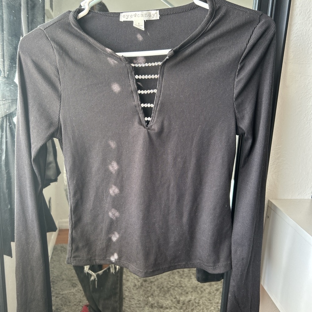 Eye Candy Black Long Sleeve Top